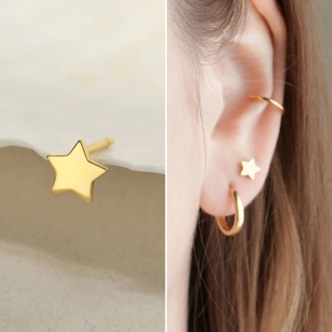 (1 Cái) Khuyên Tai Stud Bạc 925 Ngôi Sao 5 Cánh Starry Stud - BE20-L