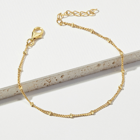 Lắc Tay Bạc 925 Trơn Mảnh Với Bi Satellite - VCB02