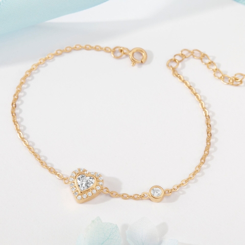 Lắc Tay Bạc 925 Trái Tim Đính Đá Crystal Heart - VYB34 - Hover