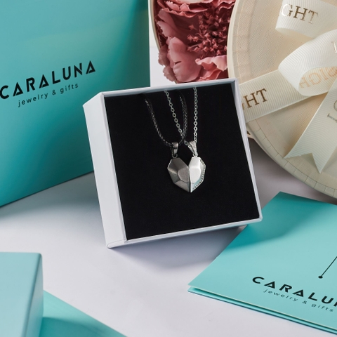 (Một Cặp) Dây Chuyền Đôi Bạc 925 Nửa Trái Tim Ghép Đôi Half Heart - VYN66-VYN67 - Hover