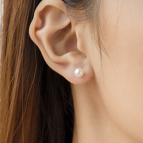 Bông Tai Bạc 925 Dáng Nụ Đính Ngọc Trai Tự Nhiên Classic Pearl - VCE01 - Hover