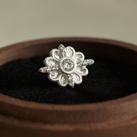 Charm Kính Bạc 925 Gạch Bông Hình Tròn - Classic Motif - VKC15