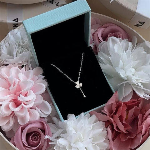 Quà Tặng 8/3 Dây Chuyền Lariat Bạc 925 Cỏ 4 Lá Trái Tim Trai Xà Cừ Đính Đá Giọt Nước - VYN75 - Hover