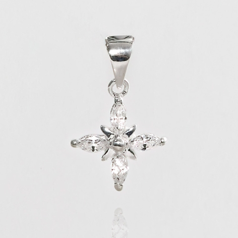 Quà Tặng 8/3 Mặt Dây Chuyền Bạc 925 Hình Cỏ 4 Lá/ Ngôi Sao 4 Cánh Đính Đá Star Stone Pendant - VCP02