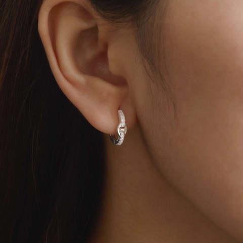 (1 Cái) Khuyên Tai Hoop Bạc 925 Đính Đá Classic - VCE539-L - Hover