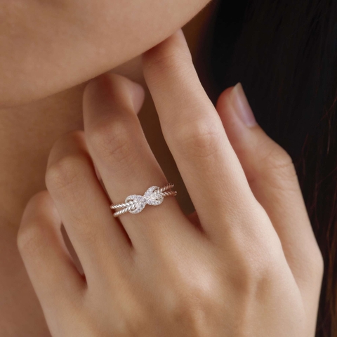 Nhẫn Bạc 925 Vô Cực Tình Yêu Vĩnh Cửu 2 Sợi Xoắn Double Knot - VCR514 - Hover