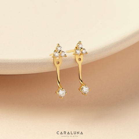 (1 cái) Hoa Tai Bạc 925 Không Dây Chòm Sao Floating Galaxy Đính Đá Jacket Earrings-BE124-L