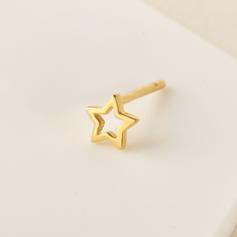 (1 Cái) Khuyên Tai Stud Bạc 925 Hình Ngôi Sao Rỗng 5 Cánh Starry Stud - BE15-L - Hover