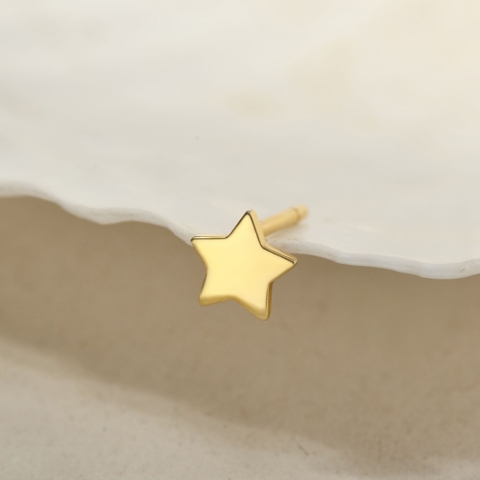 (1 Cái) Khuyên Tai Stud Bạc 925 Hình Ngôi Sao Đặc 5 Cánh Starry Stud - BE20-L - Hover