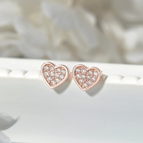 Bông Tai Bạc 925 Nụ Trái Tim Đính Đá Love Heart - VYE29