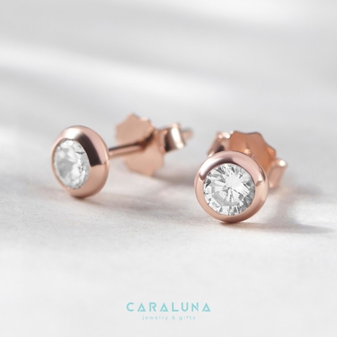 Bông Tai Bạc 925 Nụ Tròn Đính Đá Stud Love - VYE27