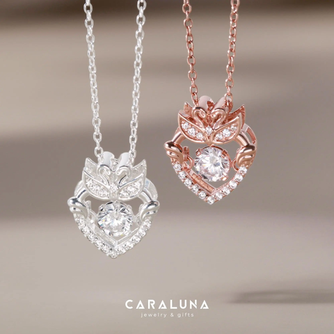 Dây Chuyền Bạc 925 Trái Tim Đôi Thiên Nga Đá Nhảy Pretty Swan - VGN10 - Hover