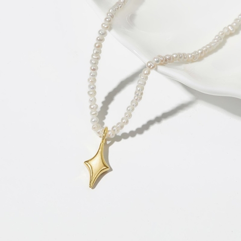 Dây Chuyền Bạc 925 Ngọc Trai Đính Sao/Cỏ 4 Lá Star Pearl - VSN15