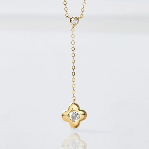 Dây Chuyền Bạc 925 Cỏ 4 Lá Đính Đá Chủ May Mắn 4 Leaf Clover -  VCN503