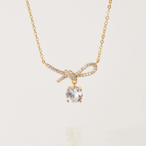 Dây Chuyền Bạc 925 Nơ Đính Đá Bow Tie Necklace - VCN511