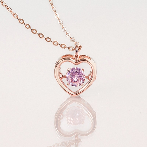 Dây Chuyền Bạc 925 Trái Tim Đá Nhảy Bling Heart - VYN62
