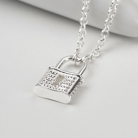 Dây Chuyền Đôi Cho Nam Bạc 925 Ổ Khóa Đính Đá Heart Lock - VYN68