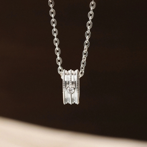 Dây Chuyền Đôi Nữ Bạc 925 Ống Trụ Đính Đá Trắng Tube Necklace - VYN74