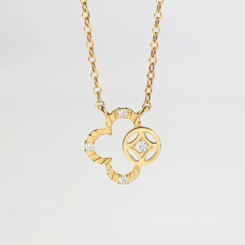 Dây Chuyền Vàng 10K Kim Tiền Đính Kim Cương Moissanite - VCN37V