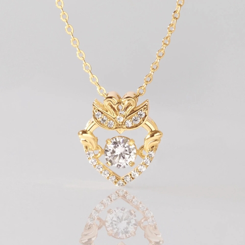 Dây Chuyền Vàng 10K Pretty Swan Đính Kim Cương Đá Nhảy - VGN10V
