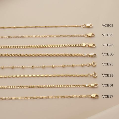 Lắc Tay Bạc 925 Xích Bạc Trơn Figaro - VCB01 - Hover