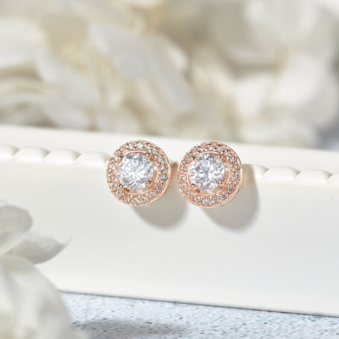 Bông Tai Bạc 925 Nụ Tròn Đính Đá Lấp Lánh Crystal Love - VYE17