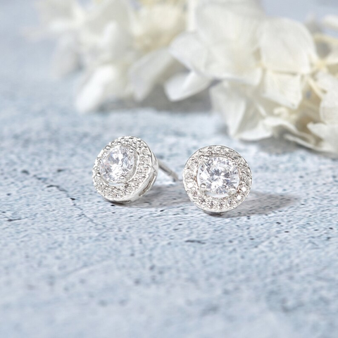 Bông Tai Bạc 925 Nụ Tròn Đính Đá Lấp Lánh Crystal Love - VYE17 - Hover