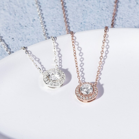 Dây Chuyền Bạc 925 Tròn Đính Đá Lấp Lánh Crystal Love - VYN23 - Hover