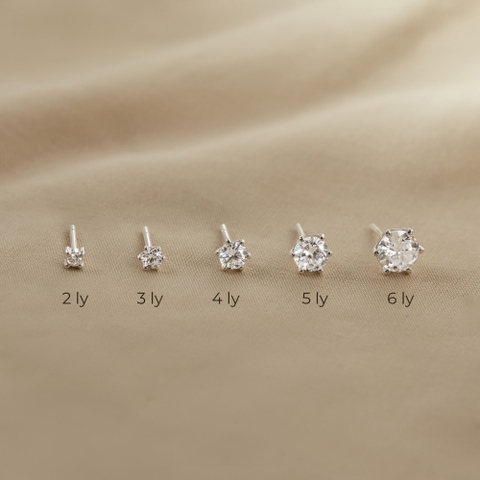 Khuyên Tai Stud Bạc 925 Đính 1 Đá Nhiều Size Basic Stud - VCE30