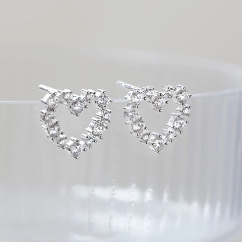 Khuyên Tai Stud Bạc 925 Trái Tim Đính Đá - Tiny Heart Stud - VCE23