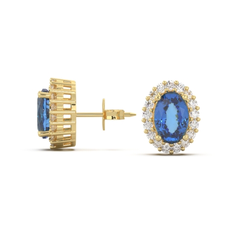 Bông Tai Đá Quý Sapphire Xanh - VHE01-04 - Hover