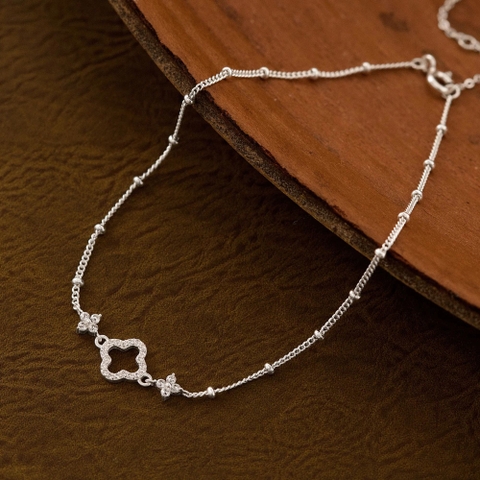 Lắc Chân Bạc 925 Cỏ 4 Lá Phối Đá Hoa Lucky Clover - VCA08