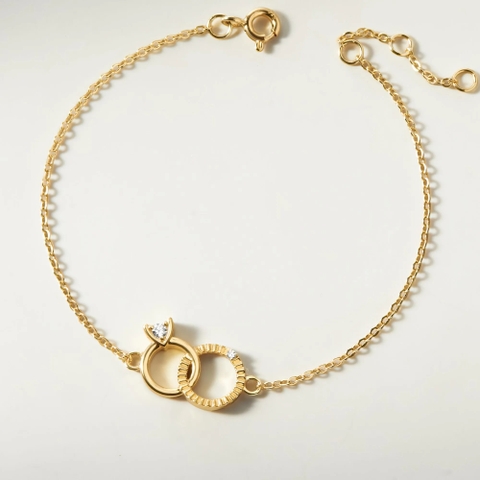 Lắc Tay Bạc 925 Charm Nhẫn Đôi Đính Đá Couple Ring Bracelet - VYB66