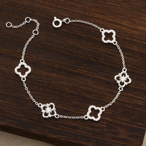 Lắc Tay Bạc 925 Cỏ 4 Lá Đính Đá Lucky Clover - VCB41