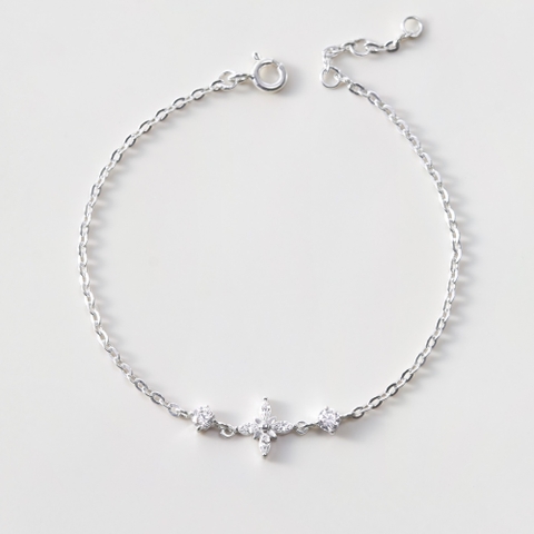 Lắc Tay Bạc 925 Cỏ 4 Lá/ Ngôi Sao 4 Cánh Đính Đá Star Stone - VCB17