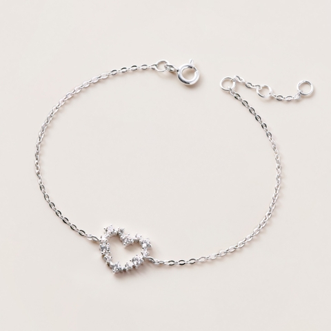 Lắc Tay Bạc 925 Hình Trái Tim Nhỏ Đính Đá Viền - Tiny Heart - VCB12