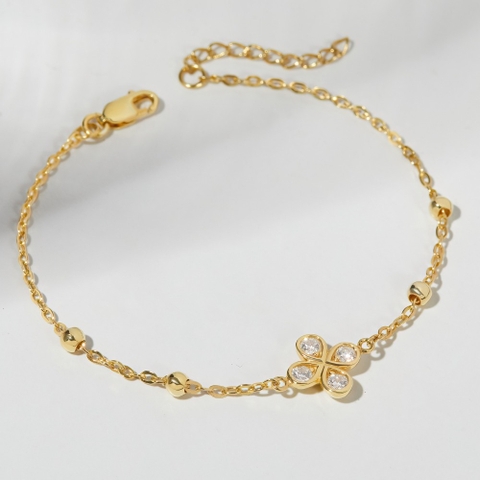 Lắc Tay Vàng 10K 4 Leaf Clover Đính Kim Cương Moissanite - VYB27V