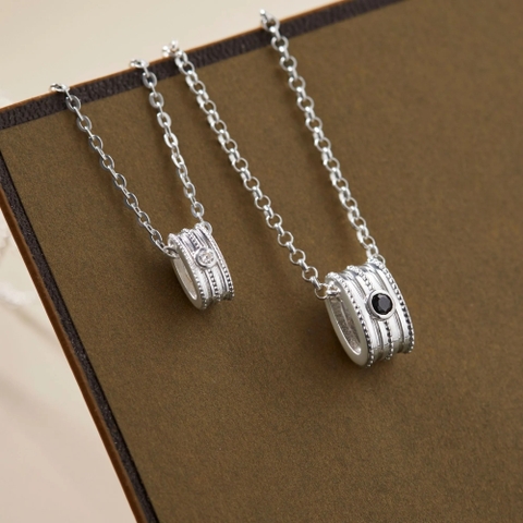 ( Một Cặp ) Dây Chuyền Đôi Bạc 925 Mặt Ống Trụ Đính Đá VYN73 - VYN74 *