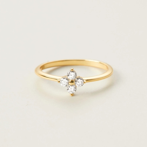 Nhẫn Bạc 925 Cỏ 4 Lá Đính Đá Charm 4 Leaf Clover - VCR503