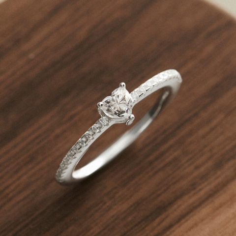 Nhẫn Bạc 925 Đá Chủ Trái Tim Kim Cương Moissanite - VCR513-MS
