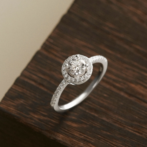 Nhẫn Bạc 925 Đá Chủ Tròn Kim Cương Moissanite - VCR511-MS