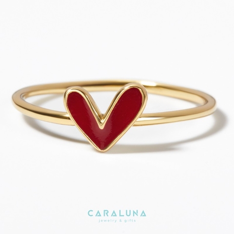 Nhẫn Bạc 925 Enamel Trái Tim Đỏ My Love - VYR505