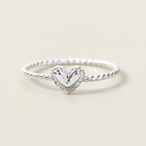Nhẫn Bạc 925 Hình Trái Tim Nhỏ Viền Bèo Nhún - Tiny Heart - VCR21