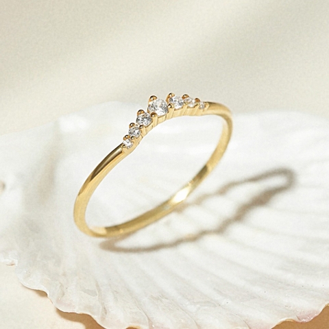 Nhẫn Bạc 925 Mảnh Đính Đá Hình Cung Princess - VCR05