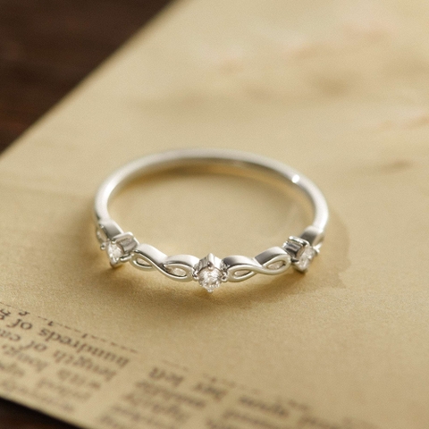 Nhẫn Bạc 925 Mảnh Vô Cực Mini Full Vòng Đính Đá Lấp Lánh - VCR40