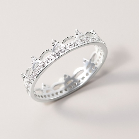 Nhẫn Bạc 925 Vương Miện Đính Đá Full Nhẫn Crown Princess - VGR03