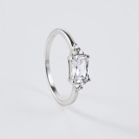 Nhẫn Chủ Bạc 925 Đá Chữ Nhật Statement Ring - VCR504