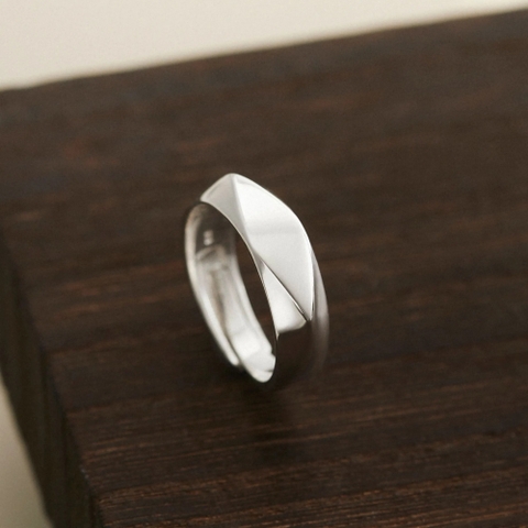 Nhẫn Freesize Bạc 925 Mặt Hình Thoi Cho Nam Đeo Cặp Đôi - VYR21