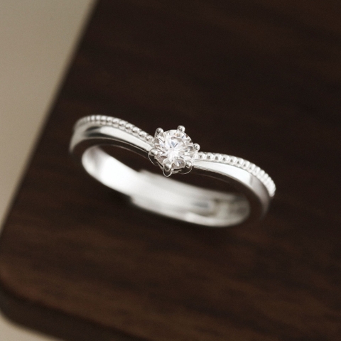 Nhẫn Nữ Freesize Bạc 925 Dáng Voát Đính Đá Lấp Lánh - VYR23