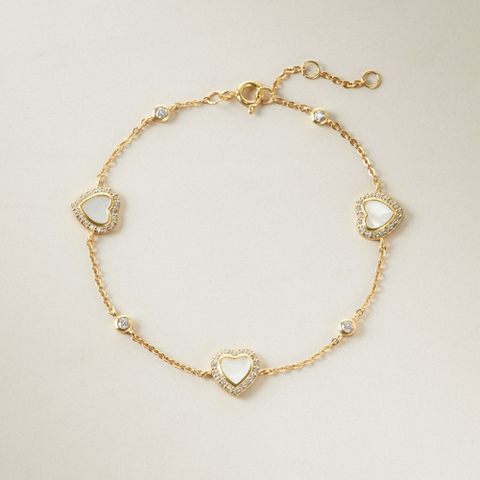 Lắc Tay Bạc 925 Trái Tim Khảm Trai Xà Cừ Lấp Lánh - ODB204 - Hover